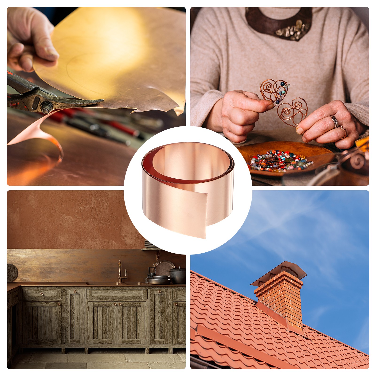 2pcs Copper Sheet Roll 0.2mm Thick Copper Flashing Strip (1.6″ Width x 3.28ft)