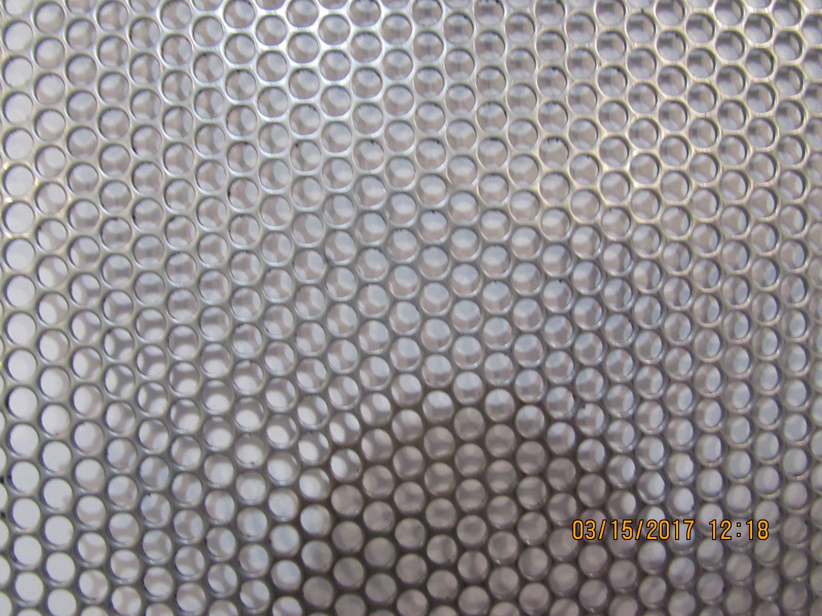 5/32″ HOLES–18 GAUGE– 304 STAINLESS STEEL PERFORATED SHEET –11″ x 12″