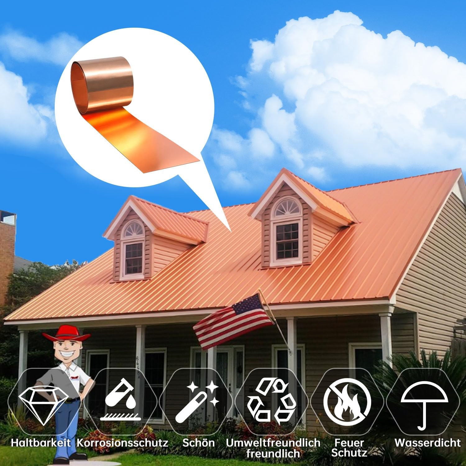 Copper Tape Copper Sheet Roll, Copper Sheet 1000 x 100 x 0.3 mm, Applicable for V…