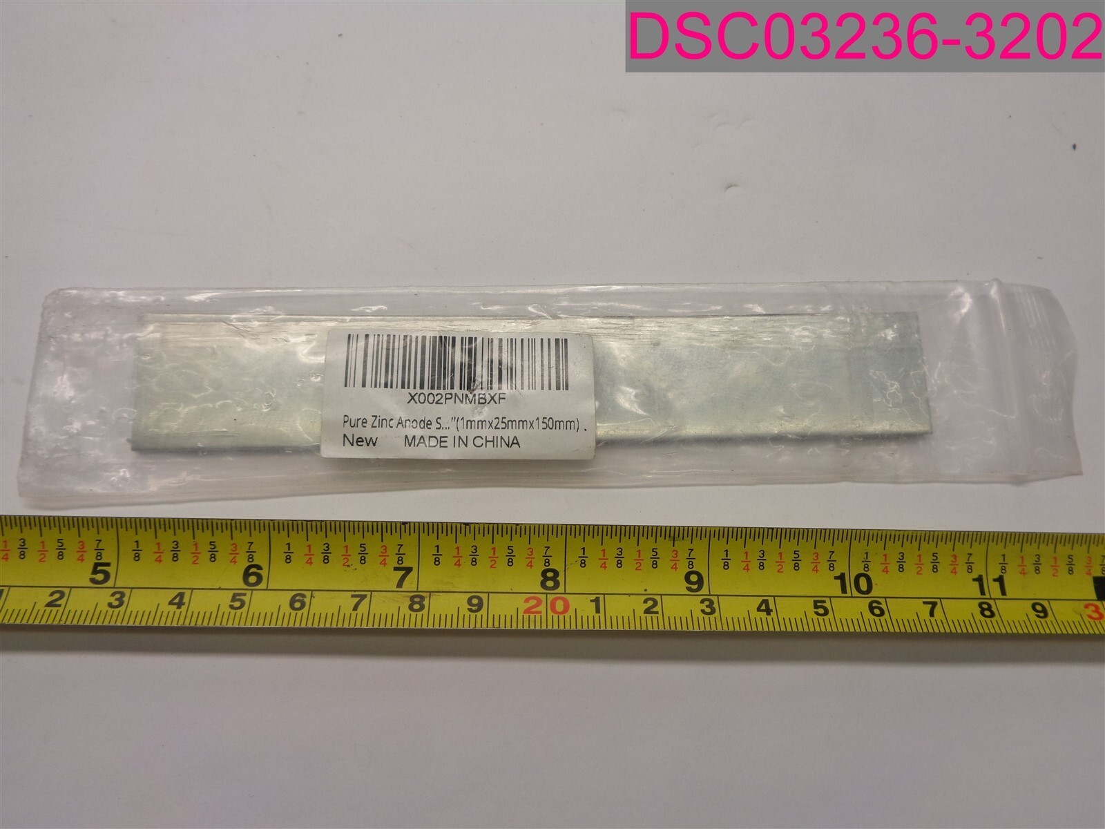 2 Pack; Pure Zinc Anode Sheet 0.04”x1”x6” (1mmx25mmx150mm)