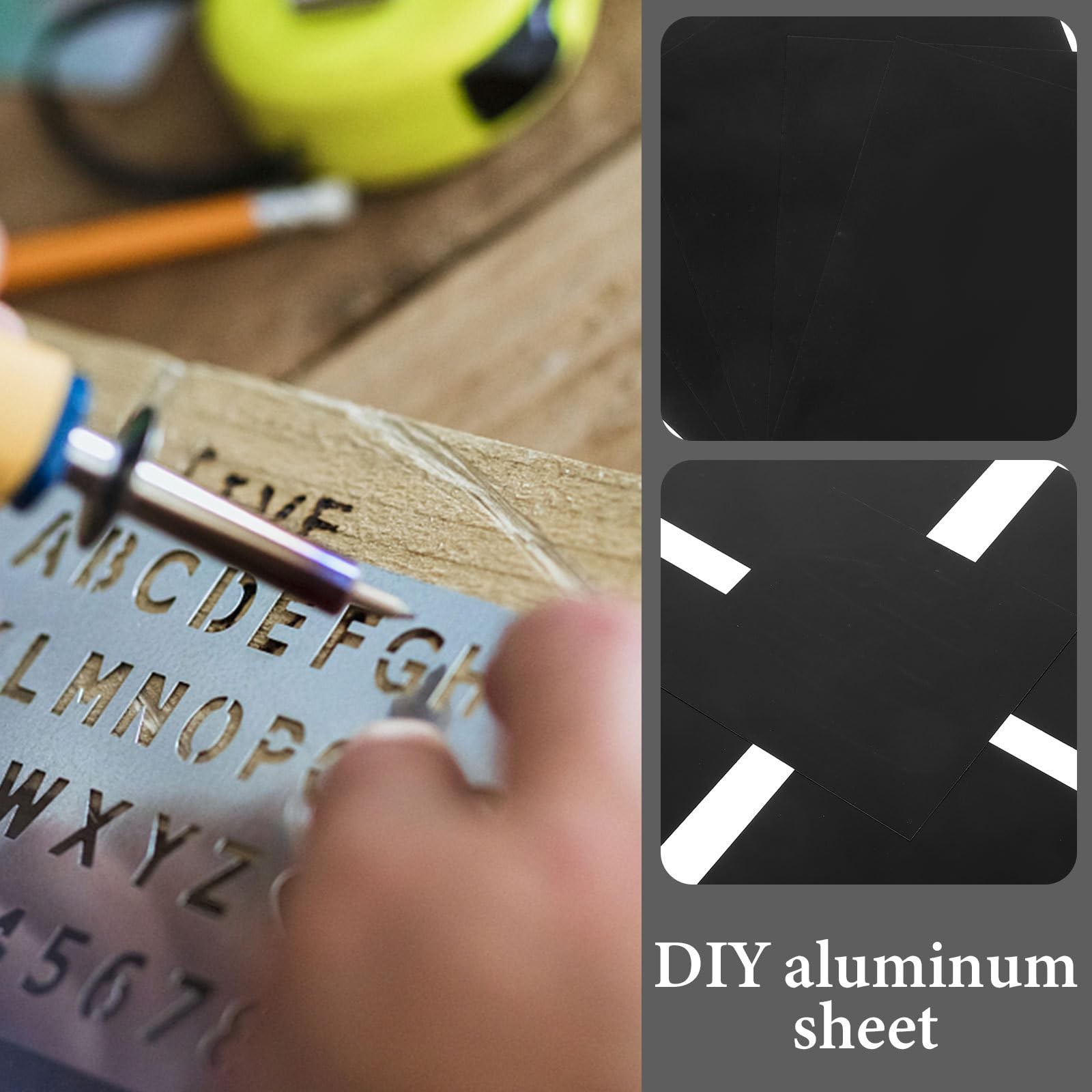 5Pcs Anodized Aluminum Sheet, 3.93×3.93×0.02in Black Metal Aluminum Plate