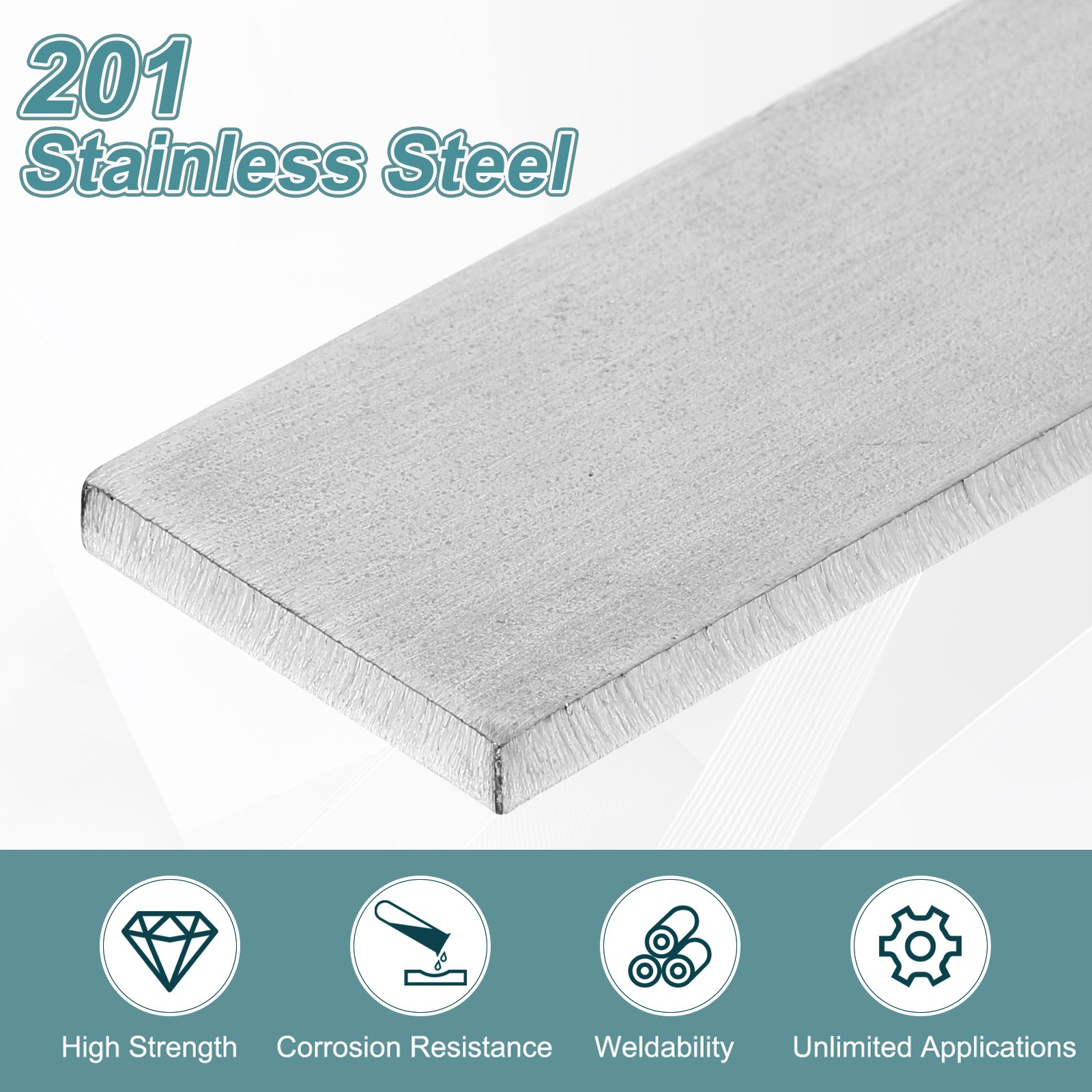 Stainless Steel Flat Bar, 3/16″ Thickness 1-3/16″ Width 4″ Length Metal Bar