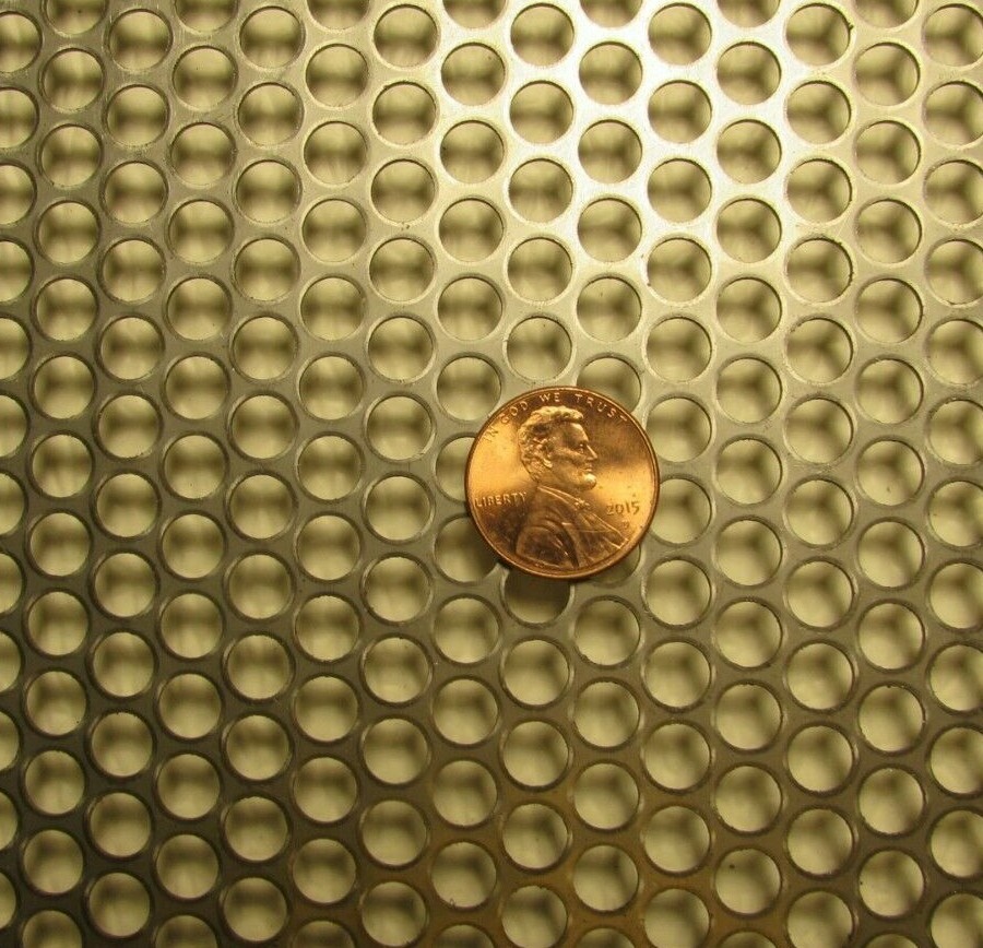 ==1/4″ HOLES 16 GAUGE 304 STAINLESS STEEL PERFORATED SHEET– 11-1/2″ X 12″==