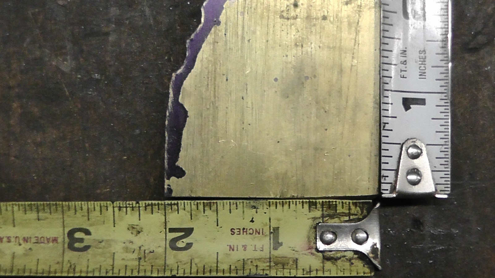 Brass flat stock .5 inch thick half inch thick, Roughly 2′ x 2.75″