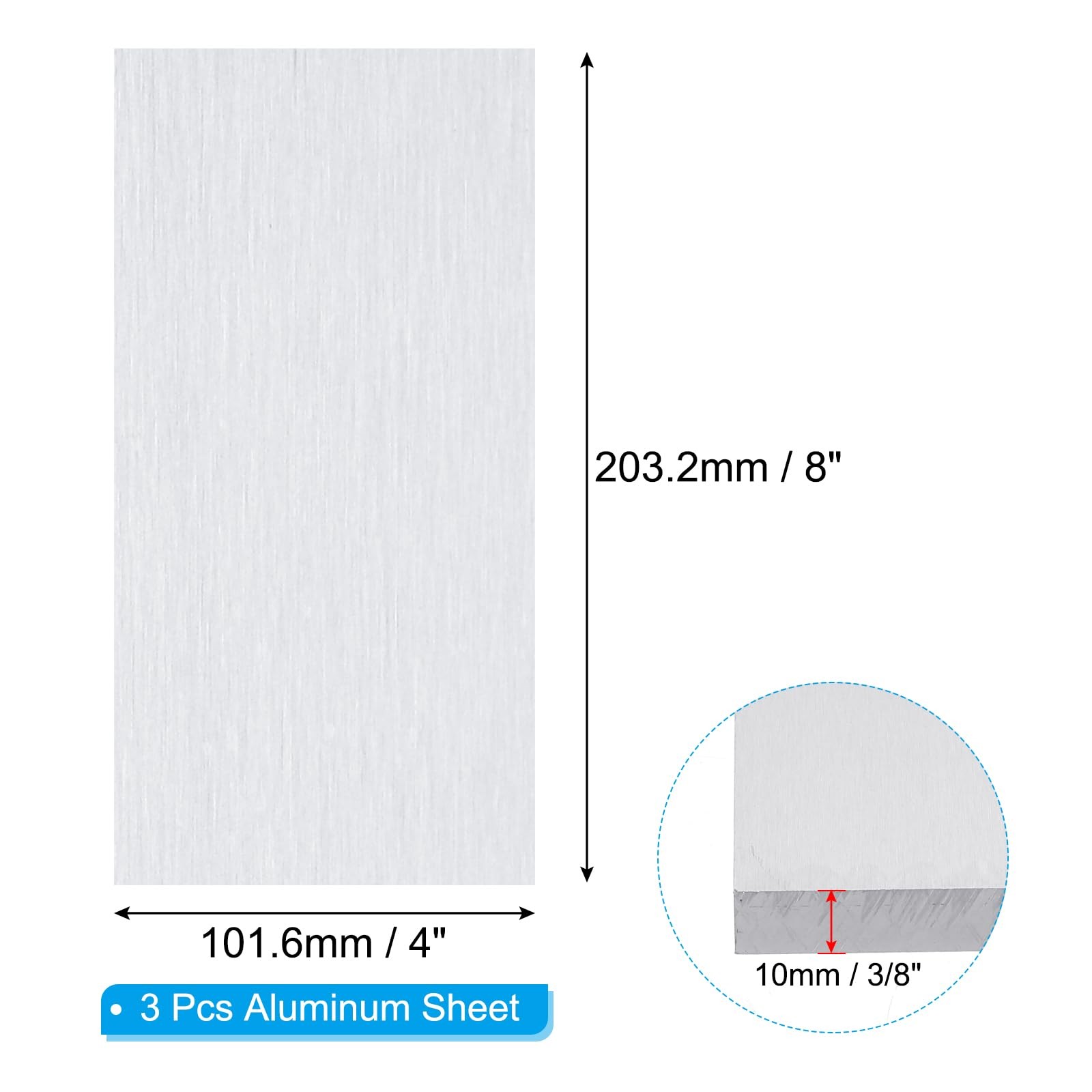 6061 T651 Aluminum Sheet Metal 4 x 8 x 3/80.4″ Inch 3Pcs Flat Plain Aluminum …