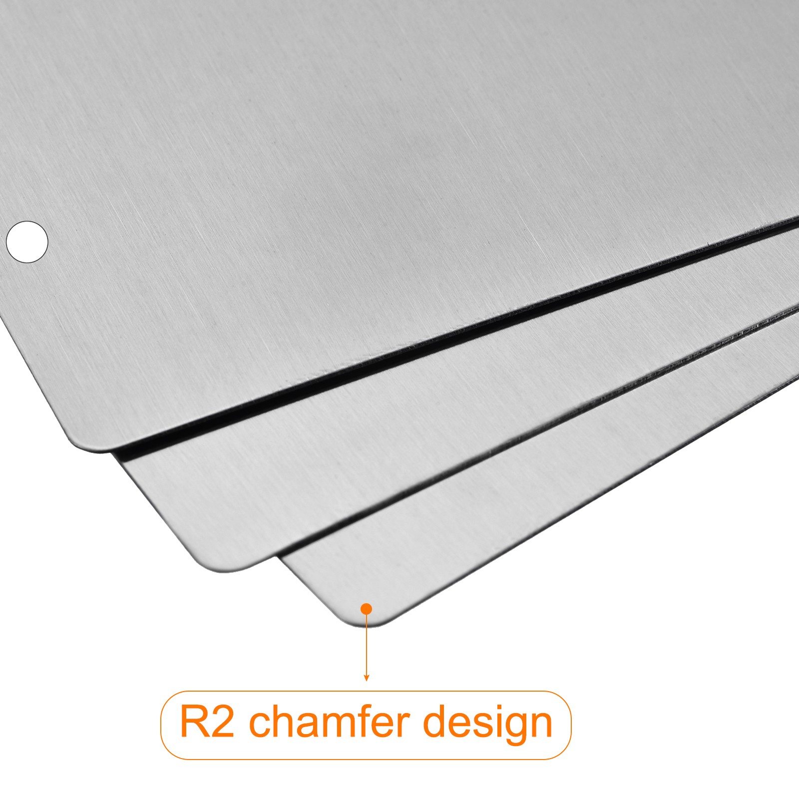 50x22x0.4mm Brushed Stainless Steel Blank Metal Card with Hole Silver Tone 25Pcs