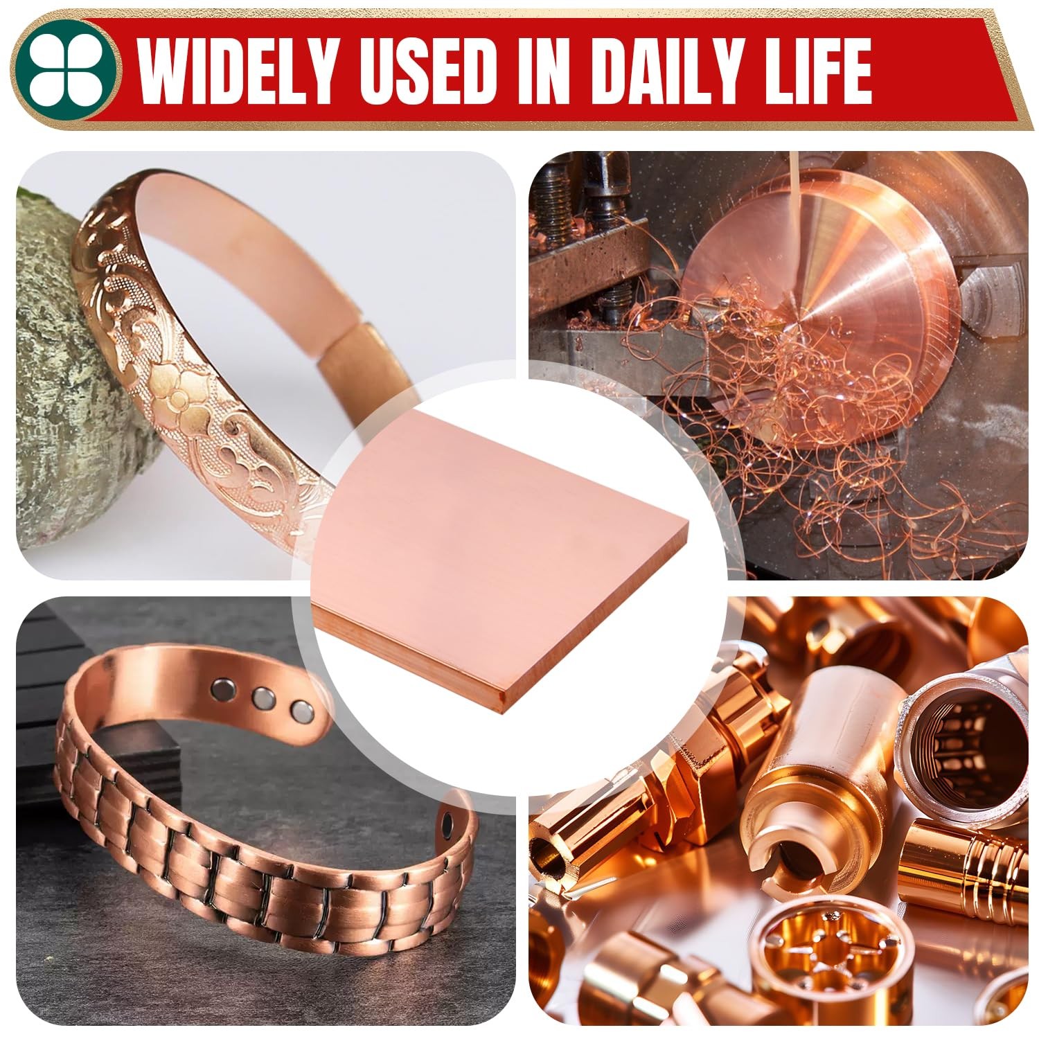 Copper Flat Bar，1/8″ Thickness x 3″ Width x 12″ Length Copper Bar Stock，Coppe…