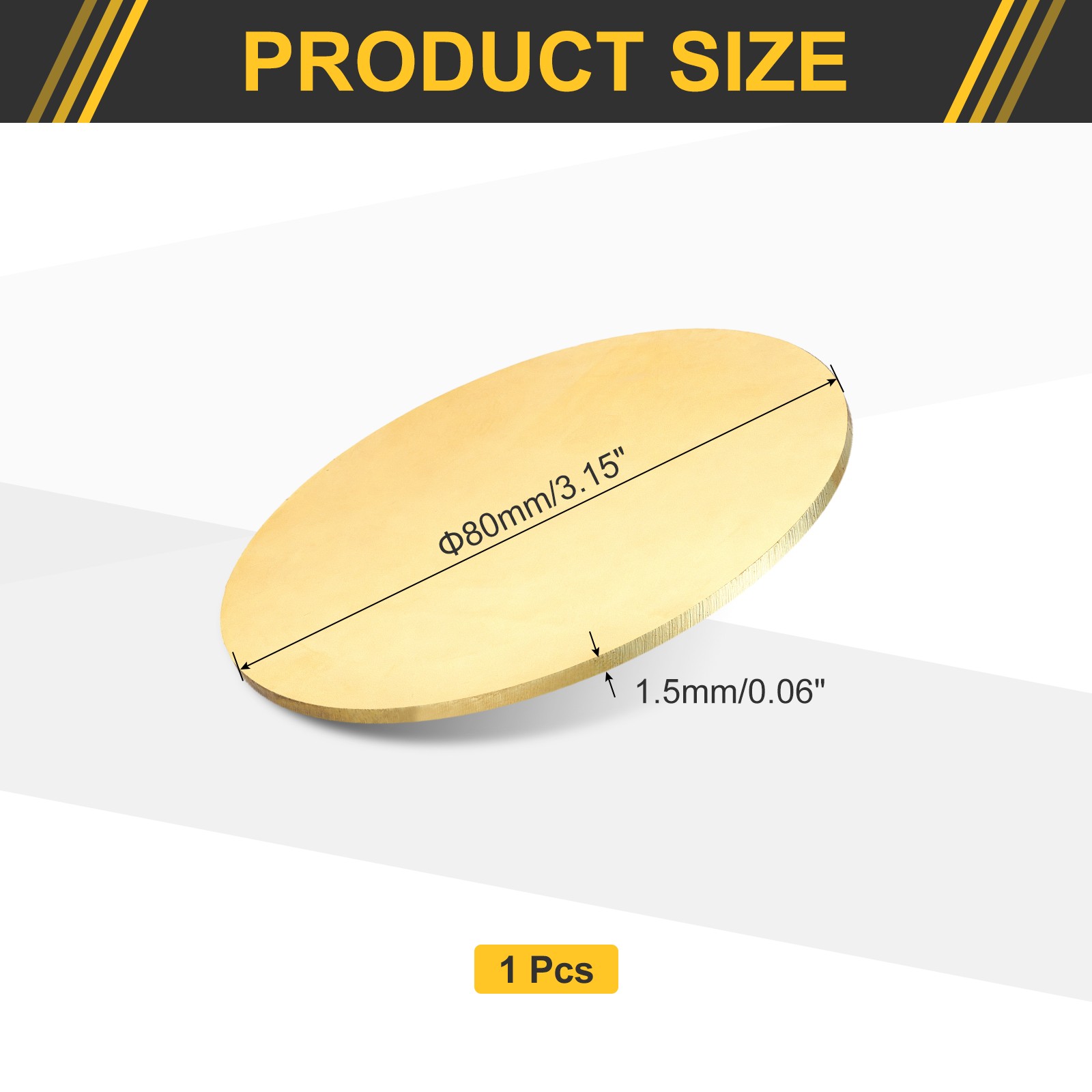 0.06″(1.5mm) Thick 3.15″(80mm) Dia Brass Round Plate H65 Brass Round Sheet