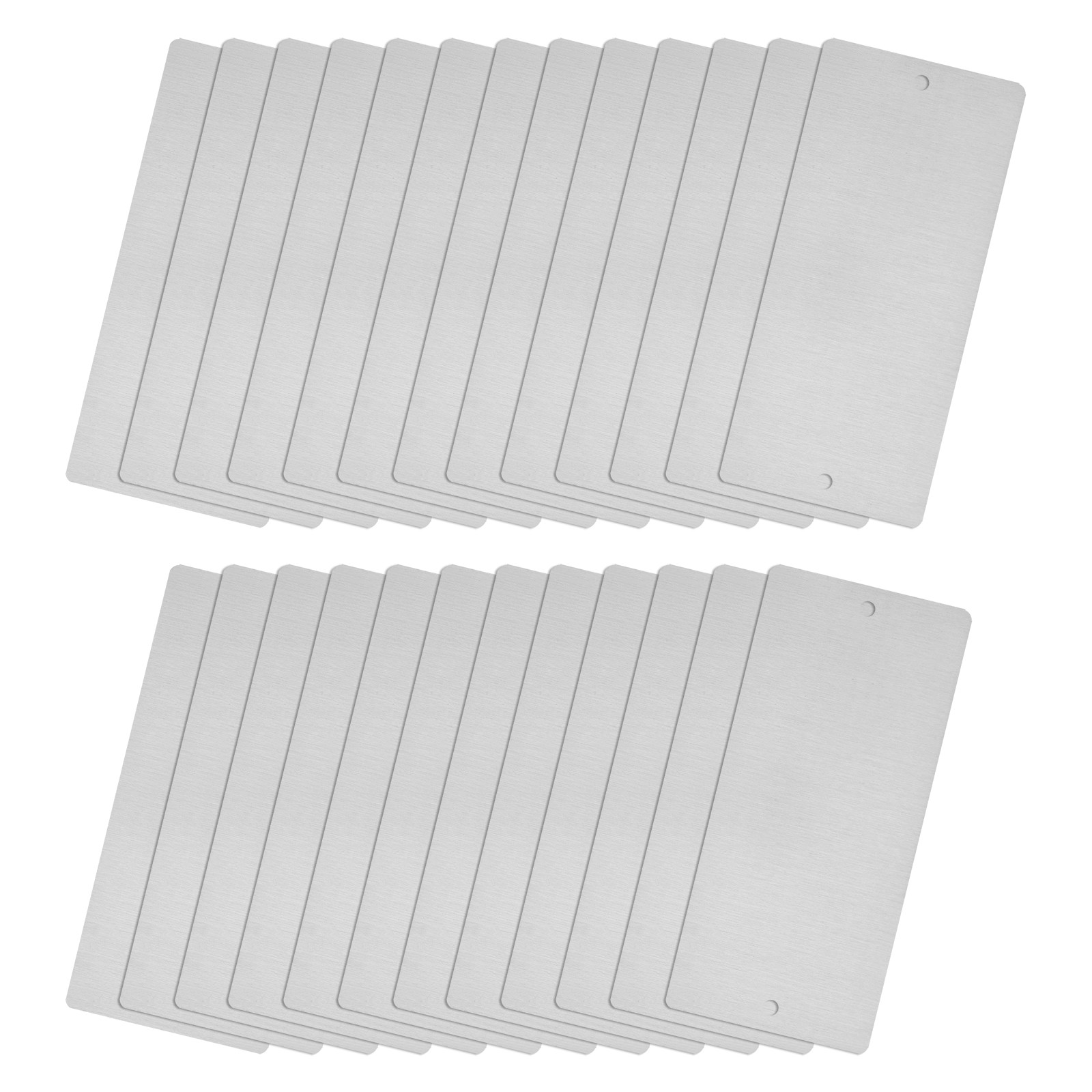 50x22x0.4mm Brushed Stainless Steel Blank Metal Card with Hole Silver Tone 25Pcs